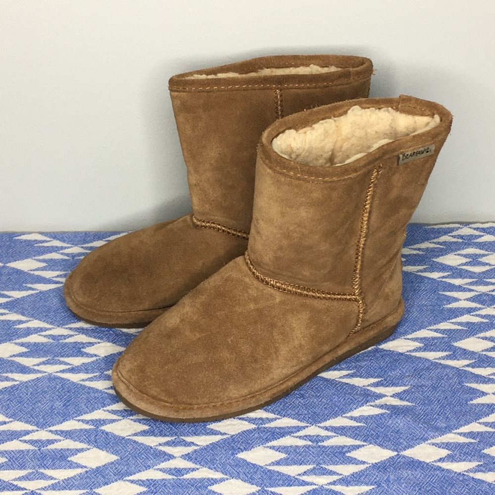 Girls Youth Bearpaw Genuine Shearling Suede Boots